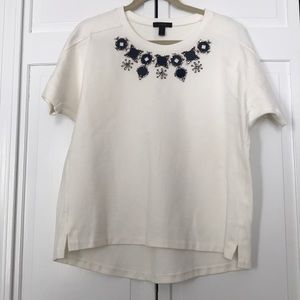 JCREW cream sweatshirt with jewels